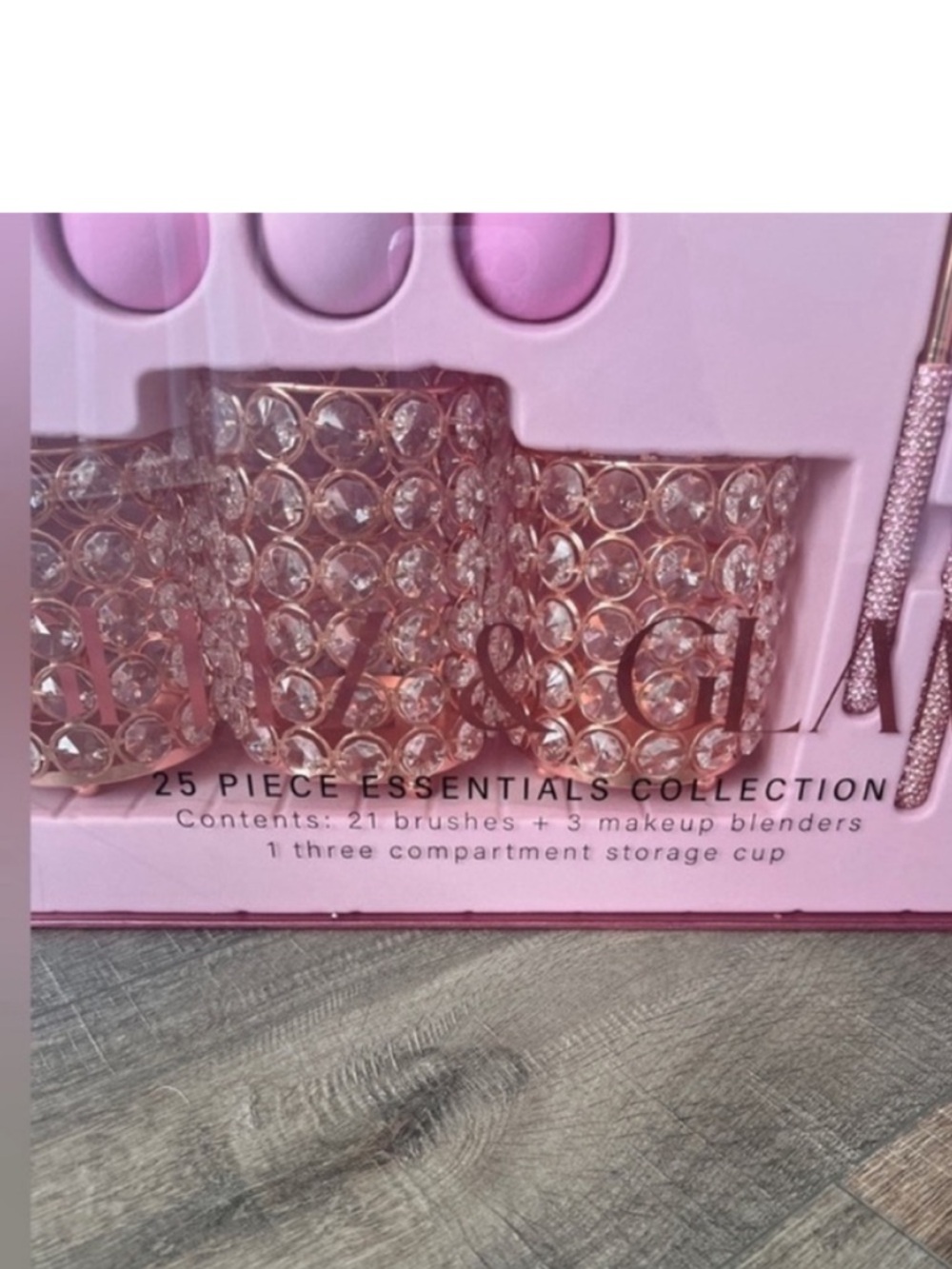 Pink Rhinestone Makeup Brush and Sponge Set - Picture 5 of 10
